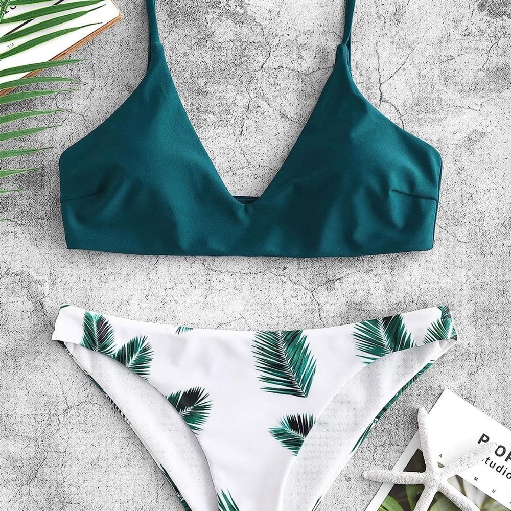 ZAFUL Leaf Print Thong Bikini Women’s size small